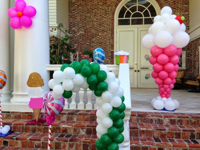ιδέες διακόσμησης πάρτι κήπου έγχρωμα μπαλόνια είσοδος σπιτιού