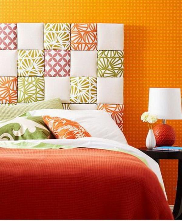ιδέες ντεκό υπνοδωμάτιο σχεδιασμός τοίχου πορτοκαλί χρώμα