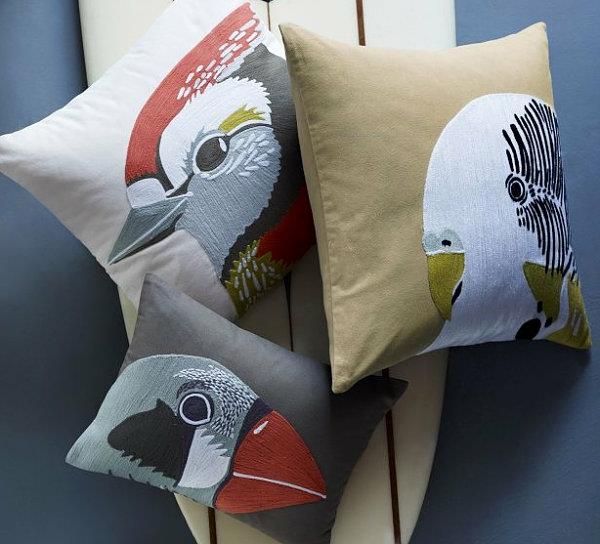ιδέες διακόσμησης τροπικό μοτίβο παπαγάλων ρίξτε μαξιλάρια