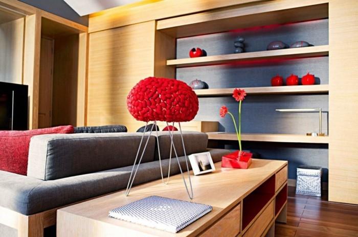 ιδέες διακόσμησης σαλόνι σετ τόνους με κόκκινο χρώμα