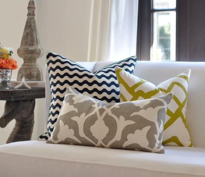 ρίξτε μαξιλάρια diy ιδέες όμορφο μοτίβο καναπέ διακοσμήστε