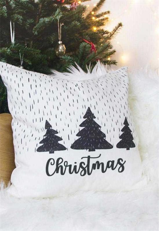 ρίξτε μαξιλάρια Χριστούγεννα σε μαύρο και άσπρο