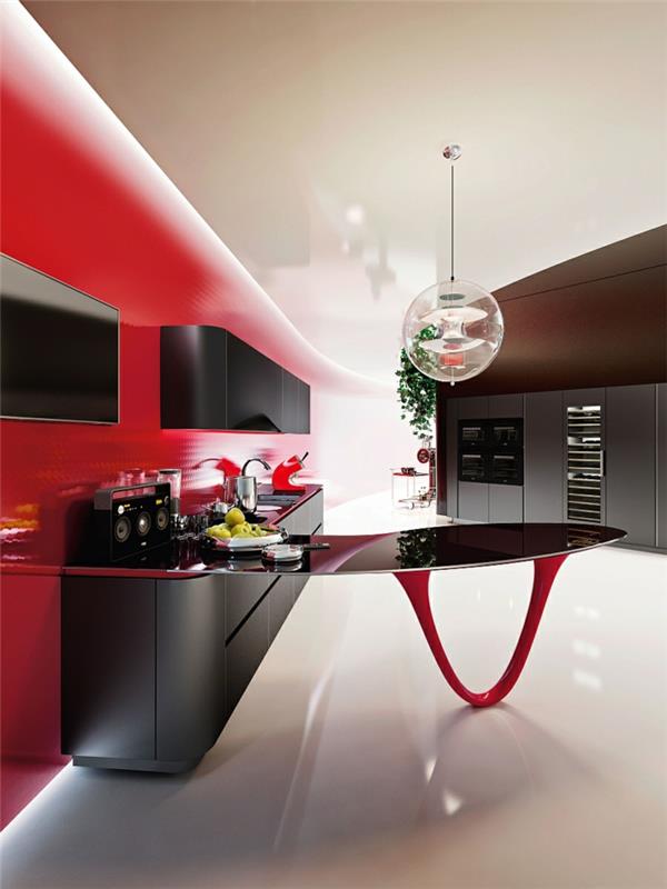κουζίνες σχεδιαστών μοντέρνες κουζίνες ιταλικό σχέδιο κόκκινο χρώμα τοίχου