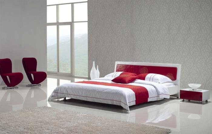 κρεβάτια σχεδιασμού μοντέρνο δερμάτινο κεφαλάρι κόκκινο