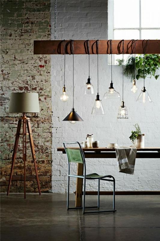 φώτα σχεδιασμού κρεμαστά φώτα βιομηχανικές πέτρινες τοίχους ζωντανές ιδέες