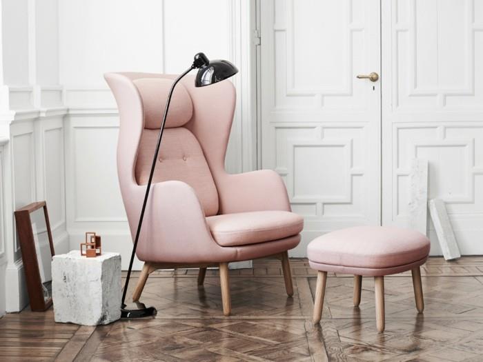 design moebel πολυθρόνα παστέλ ροζ fritz hansen ro εύκολη καρέκλα