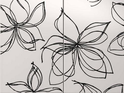 σχεδιαστής μπάνιου πλακάκια τέχνης τέχνη floral μοτίβο μαύρο λευκό