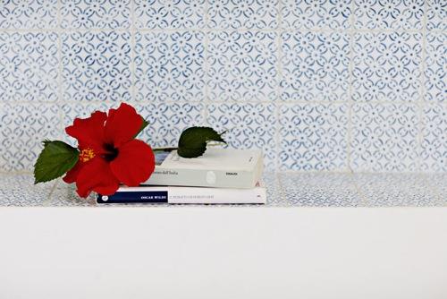 σχεδιαστής πλακάκια μπάνιου art art elisa boeger σχέδιο λουλούδι κόκκινο