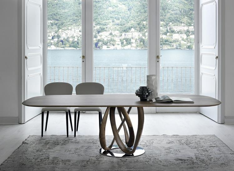 σχεδιαστικά τραπέζια τραπεζαρίας καρέκλες τραπεζαρία λευκό ξύλο κομψό μινιμαλιστικό σχήμα