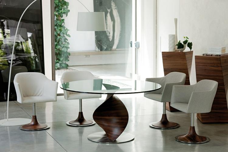σχεδιαστικά τραπέζια τραπεζαρίας ξύλινο τραπέζι τραπεζαρίας στρογγυλές καρέκλες τραπεζαρίας επικαλυμμένες
