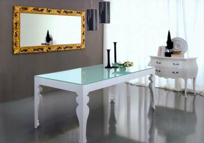 σχεδιαστικά τραπέζια τραπεζαρίας νεο-μπαρόκ λευκό ορθογώνιο