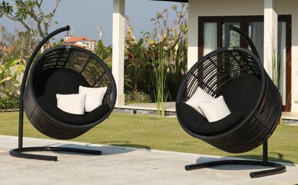 σχεδιαστής μοντέρνα χαλαρώστε ξαπλωμένος στον κήπο ιδέες μπαστούνι ξαπλωμένο μαύρο κρεμασμένο
