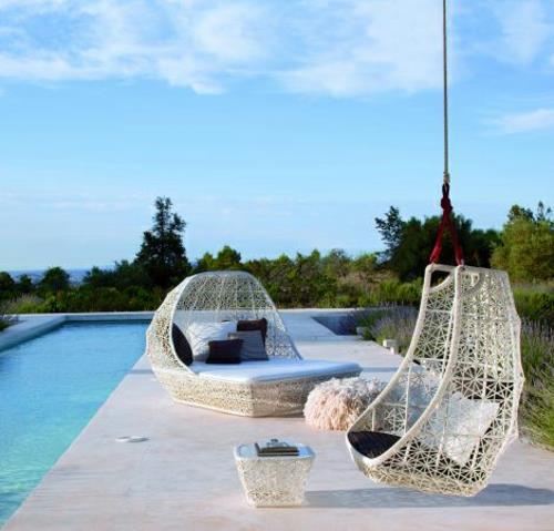 σχεδιαστής κρεμαστή καρέκλα μπαστούνι ιδέα νερό πισίνας