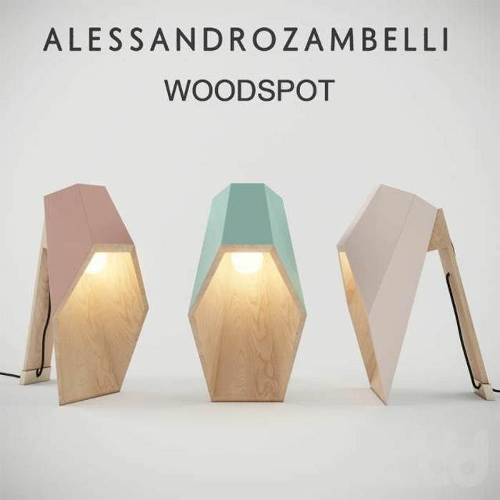 φωτιστικά σχεδιαστή alessandro zambelli επιτραπέζια φωτιστικά κατασκευασμένα από ξύλινη κηλίδα