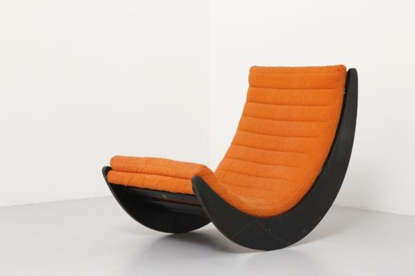έπιπλα σχεδιαστών werner panton πορτοκαλί καρέκλα μαύρο
