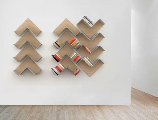 σχεδιαστικά ράφια b-line fishbone line books σχεδιασμός ραφιών τοίχου
