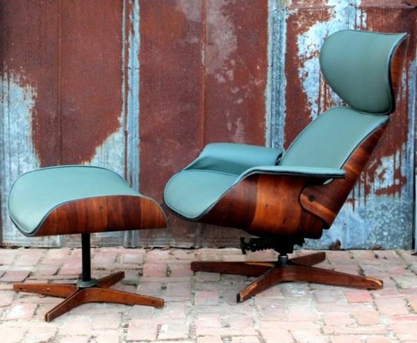 πολυθρόνα σχεδιαστών Charles Eames Lounge Chair τιρκουάζ χρώματος