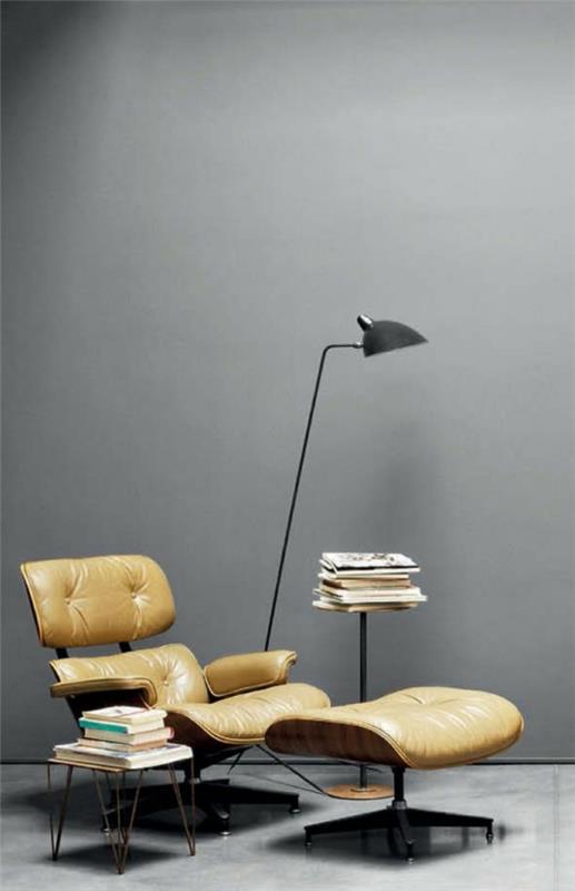 πολυθρόνα σχεδιαστών Eames Lounge Chair γωνιά ανάγνωσης