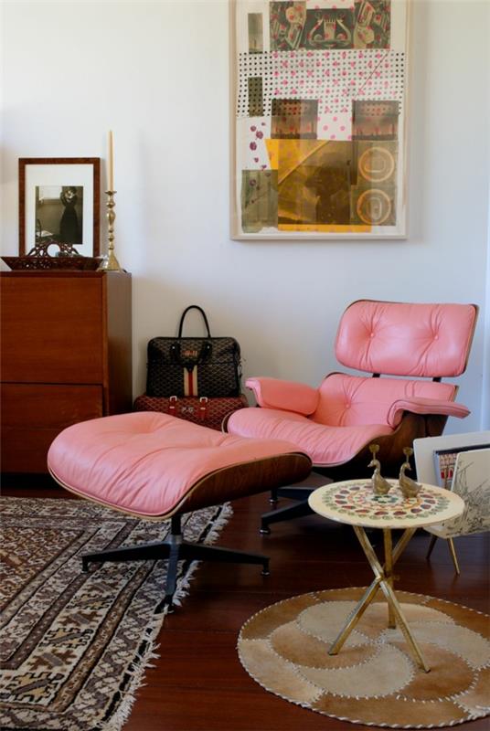 πολυθρόνα σχεδιαστών Eames Lounge Chair ροζ
