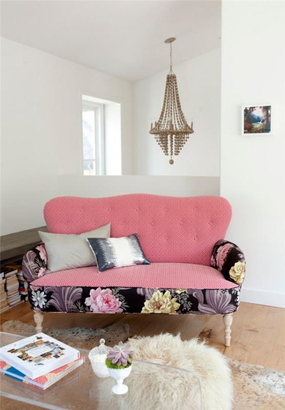 καναπές σχεδιαστών ως ροζ προφορά