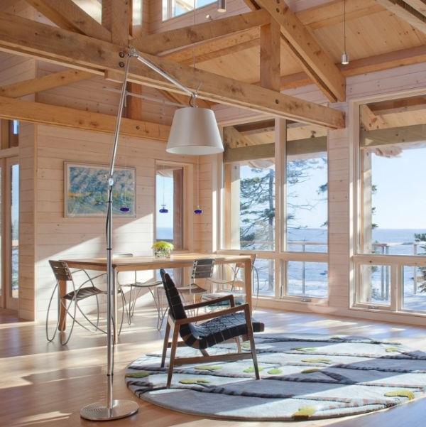 καρέκλες σχεδιαστών στρογγυλό χαλί από φιγούρες ανοιχτές δοκούς οροφής
