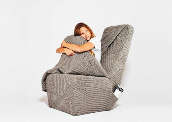 καρέκλα σχεδιαστών με μάλλινη κουβέρτα, ζεστή και ζεστή