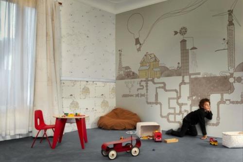 σχεδιαστής ταπετσαρία σε παιδικά δωμάτια παιχνίδια εικονογράφηση τοίχου