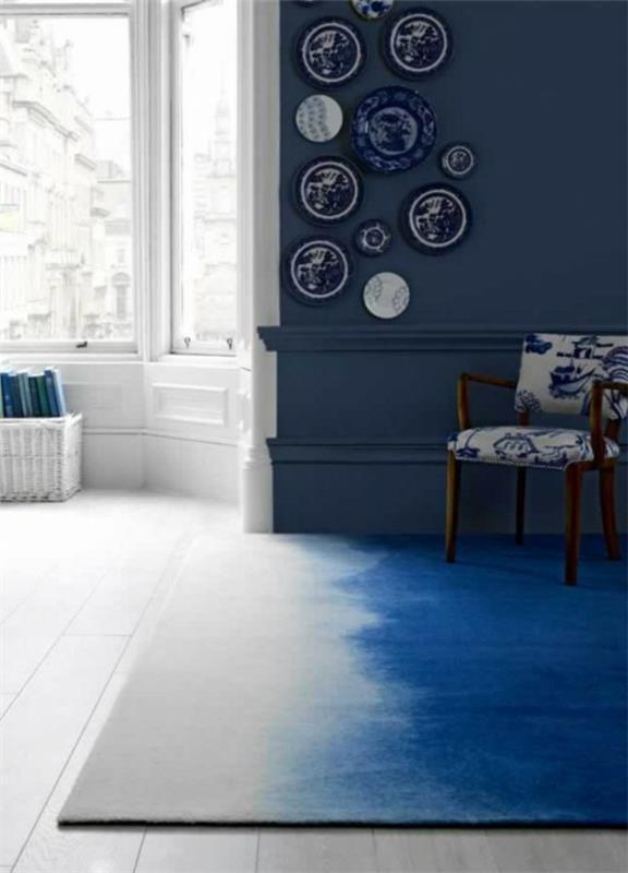 χαλιά σχεδιαστών σαλόνι πολύχρωμα χαλιά μπλε ombre αποτέλεσμα