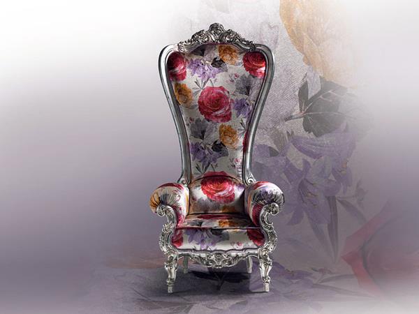 πολυθρόνα σχεδιαστών θρόνου βελούδινο κασπάνι λουλούδι μοτίβο μετάξι
