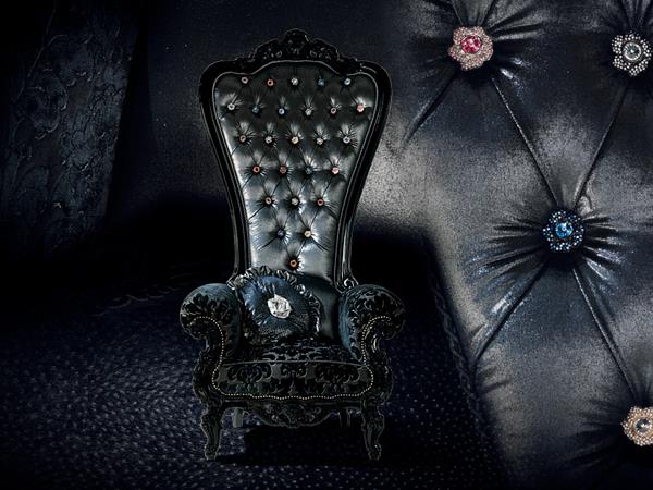 πολυθρόνα σχεδιαστών θρόνου βελούδινο κασπάνι μαύρο κόσμημα