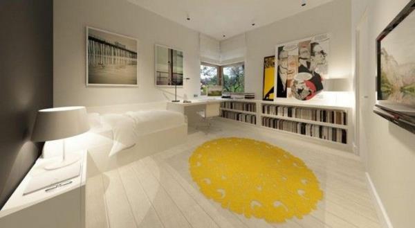 ιδέες σχεδιασμού νεανικό δωμάτιο σχεδιασμός κρεβατιού κίτρινο χαλί