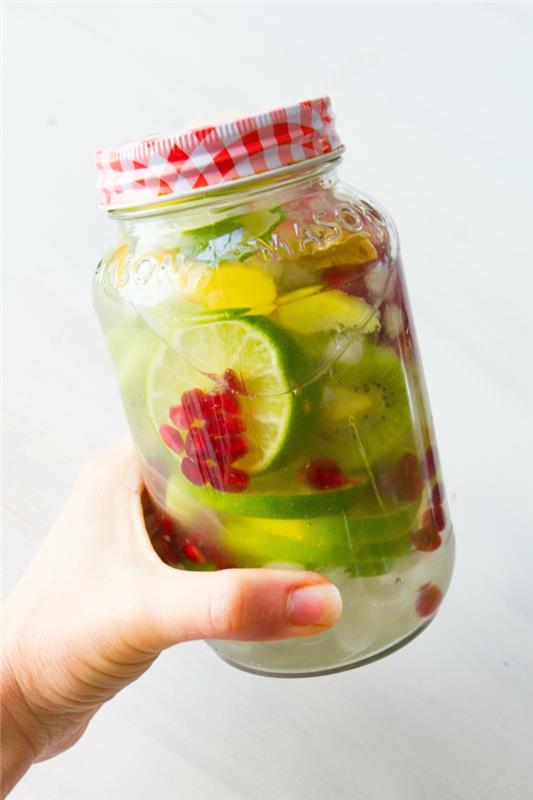 detox θεραπεία καλοκαιρινό detox νερό ποτό detox mason γυαλιά ακτινίδιο ασβέστη ρόδι