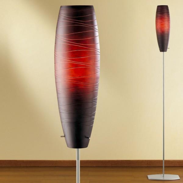το μοντέρνο φωτιστικό δαπέδου σε οβάλ σχήμα από κόκκινο γυαλί