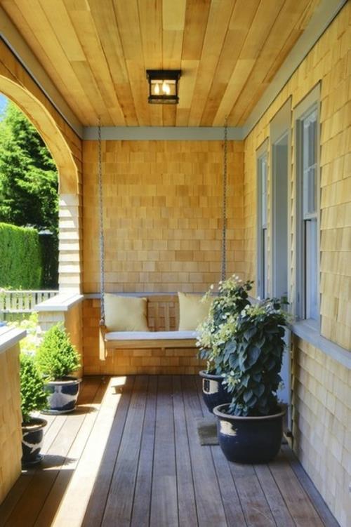 φτιάξτε τη βεράντα στο καλοκαίρι swing bench μαξιλάρια ξύλο