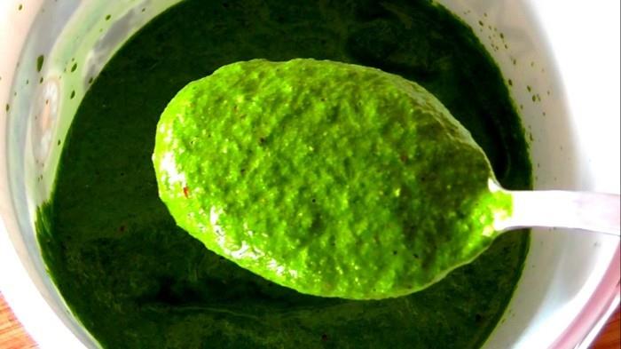ντιπ για ψήσιμο απλών υγιεινών συνταγών προετοιμασία πράσινο κουτάλι