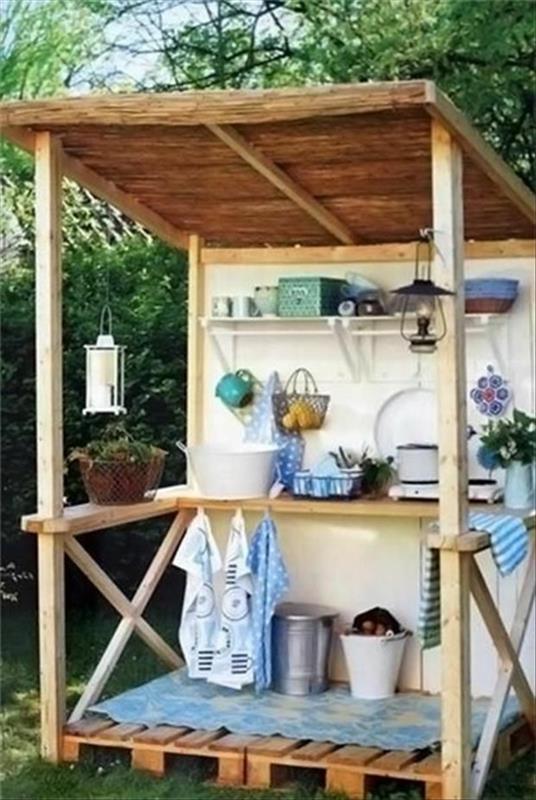 DIY έπιπλα κήπου από αξεσουάρ κήπου παλετών ευρώ