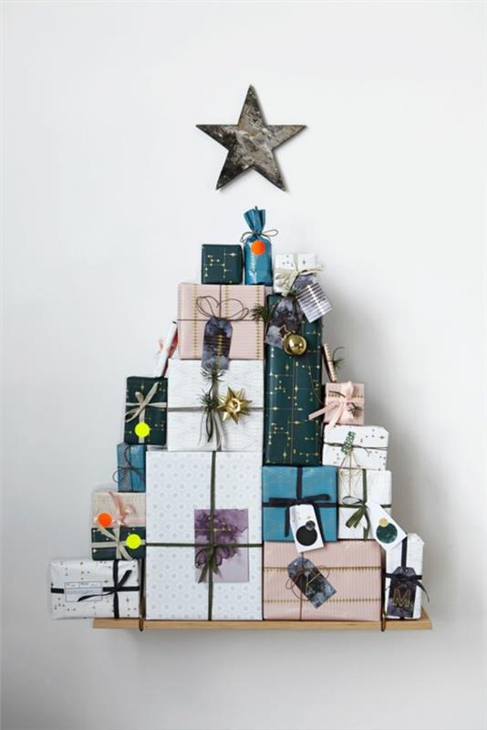 DIY ημερολόγιο ημερολογίου tinker απλά χριστουγεννιάτικο δέντρο ράφι τοίχου δέματος
