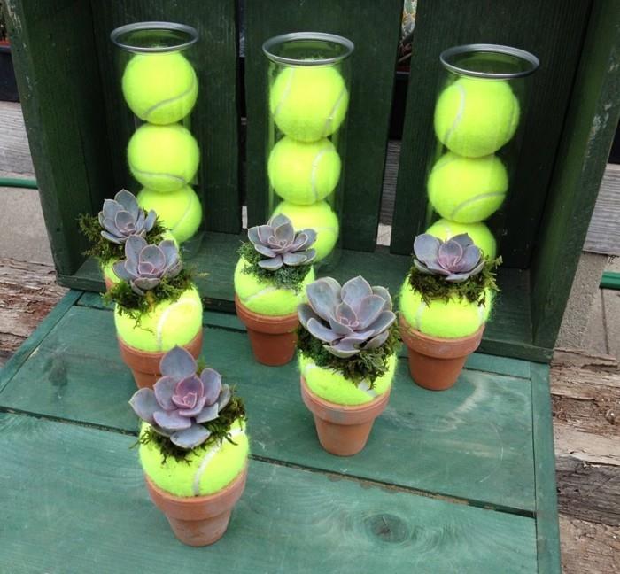 diy διακόσμηση για τον κήπο με μπάλες τένις