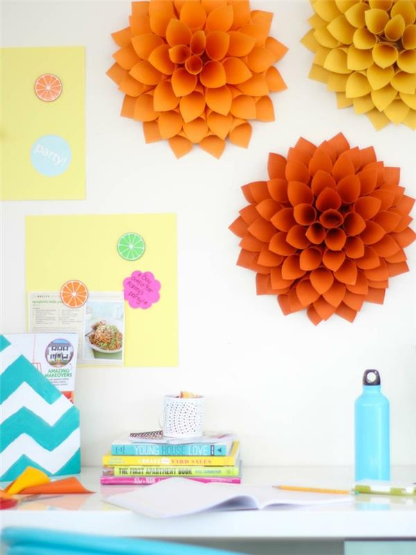 DIY διακόσμηση σπιτιού επίπεδη χαρτί λουλούδια για διακόσμηση τοίχων
