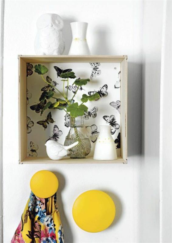 DIY ιδέες διακόσμησης για γάντζο πεταλούδων ράφι τοίχου διαδρόμου