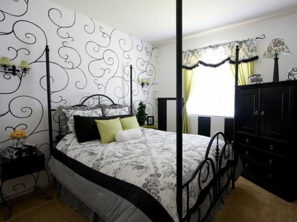 DIY ιδέες διακόσμησης υπνοδωμάτιο πρότυπο σχεδίασης τοίχου κρεβάτι με θόλο
