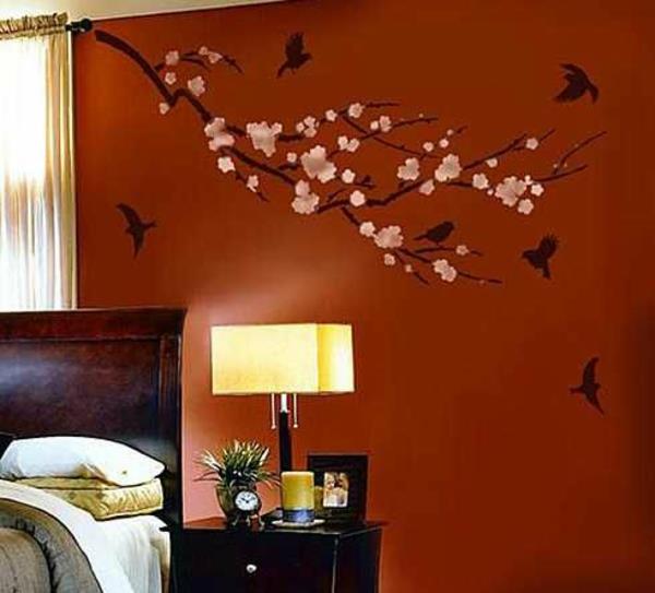 DIY ιδέες διακόσμησης στένσιλ ζωγραφικής τοίχου υπνοδωματίου
