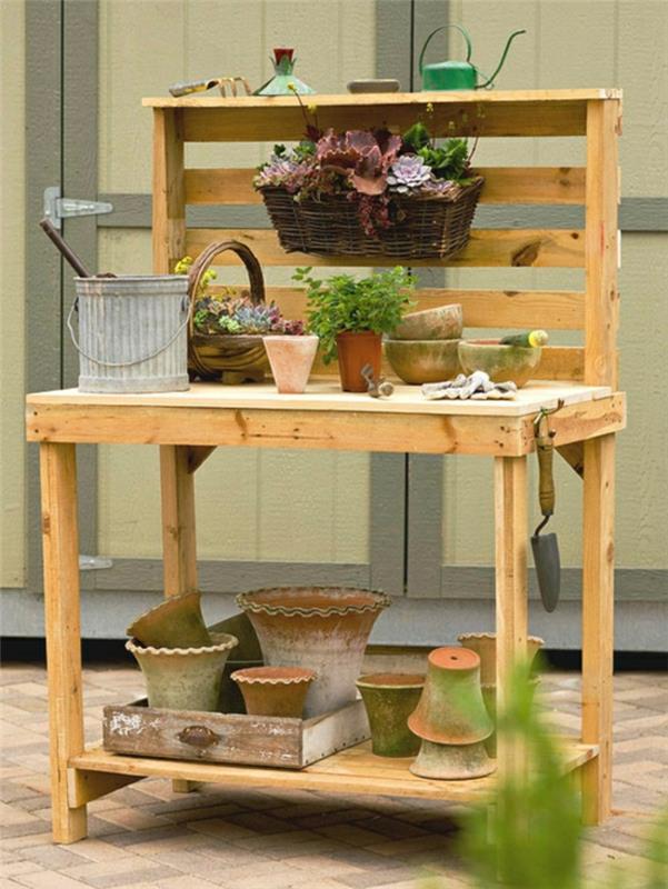 DIY έπιπλα κήπου από παλέτες λουλούδι