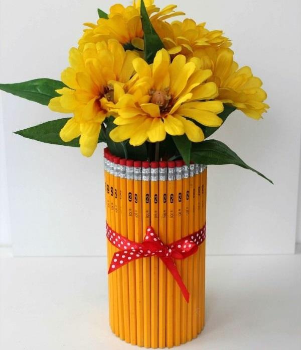 DIY ιδέες τεχνικές ιδέες λουλούδι βάζο μολύβια βρόχο