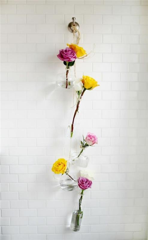 diy ιδέες μασονάκια βάζα διακόσμηση τοίχου λουλούδια