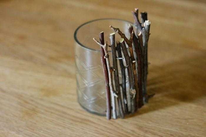 diy ιδέες κάτοχος κεριού ξύλινα μπαστούνια γυαλί