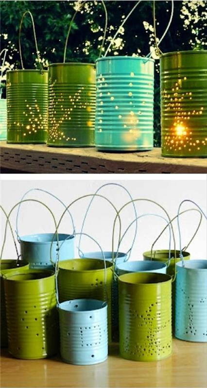 diy ιδέες τενεκεδένια κουτάκια φανάρια φωτισμός κήπου με κεριά κάνουν ιδέες ζωντανές μόνοι σας