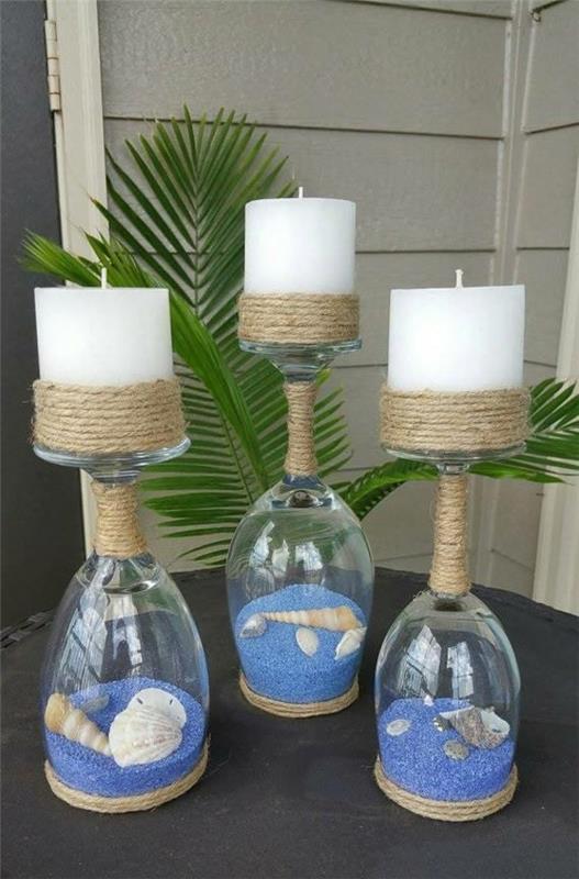 diy ιδέες με διακοσμήσεις τραπεζιού ποτηριών κρασιού