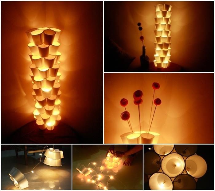 diy αμπαζούρ κουκκίδες-γιούτα αρνητικό τσίμπημα με χαρτί τσίμπημα με χάρτινο κύπελλο