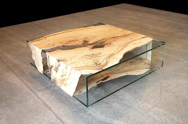 Έπιπλα από μεταλλικό ξύλινο τραπέζι με καινούργιο ξύλο